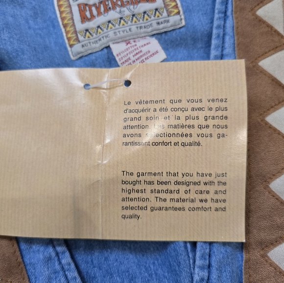 Vintage 90s Gold River Western Denim & Faux Suede Vest NWT - XL - Picture 4 of 10